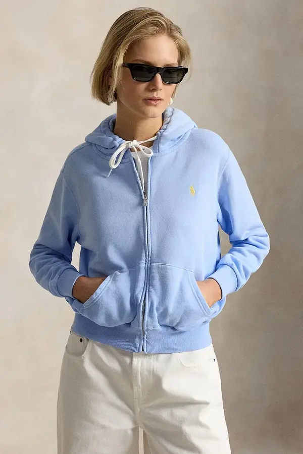 Polo Ralph Lauren Polo Ralph Lauren dukserica s patentom i kapuljačom ženska od pamuka ISLAND FLC-KNT-SWEATSHIRT