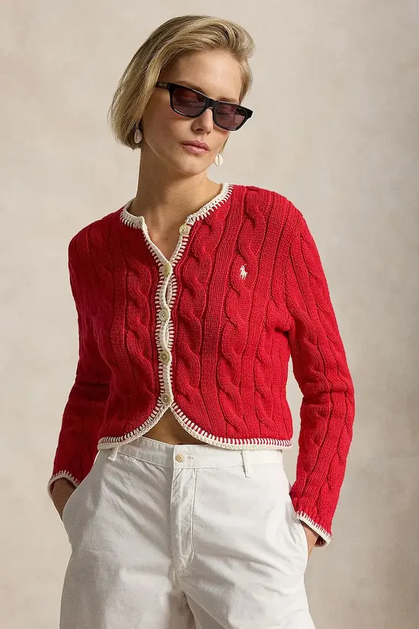 Polo Ralph Lauren Polo Ralph Lauren kardigan ženski od pamuka COTTON-SWEATER-CARDIGAN