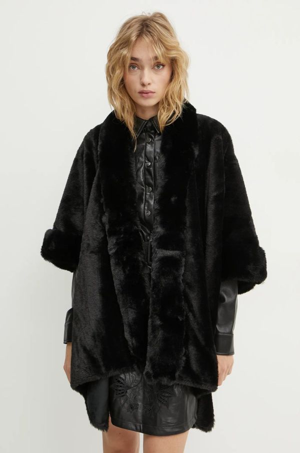 Morgan Pončo Morgan 5SOFT za žene, boja: crna, za prijelazno razdoblje, oversize, 5SOFT