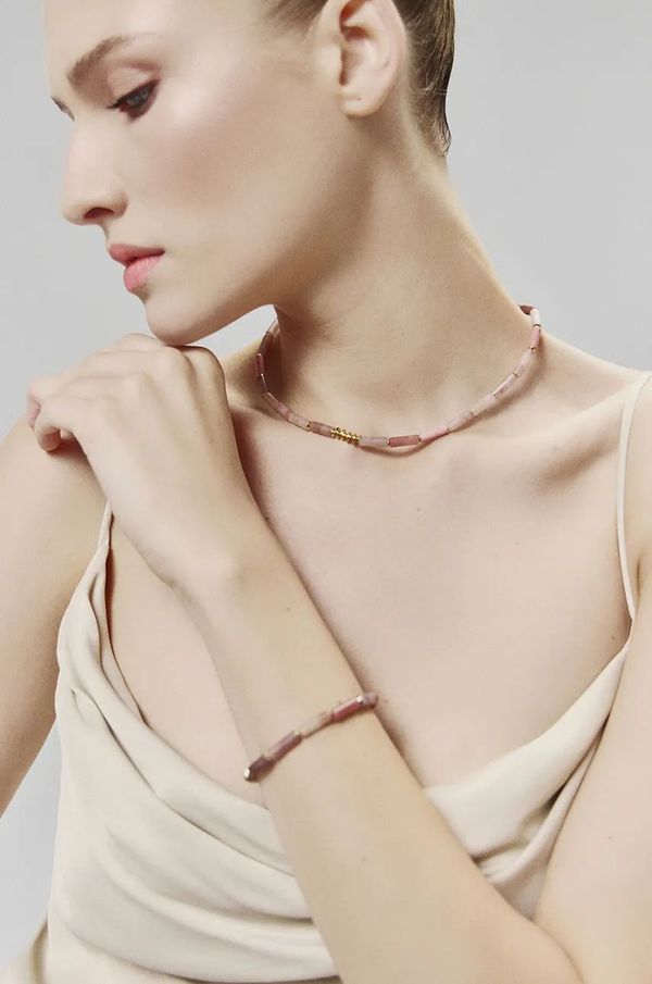 Answear Lab Pozlaćena ogrlica s rodonitom Answear Lab