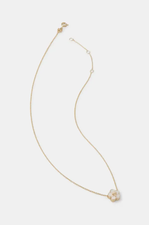 Tory Burch Pozlaćena ogrlica Tory Burch Kira Flower Pendant 158996-700