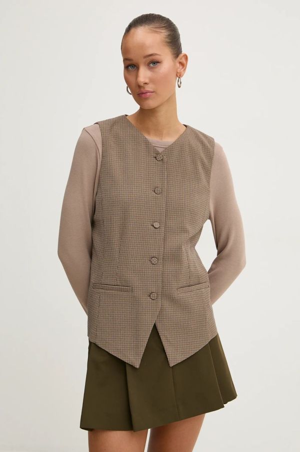 Abercrombie & Fitch Prsluk Abercrombie & Fitch boja: smeđa, jednoredno zakopčavanje, KI140-4497