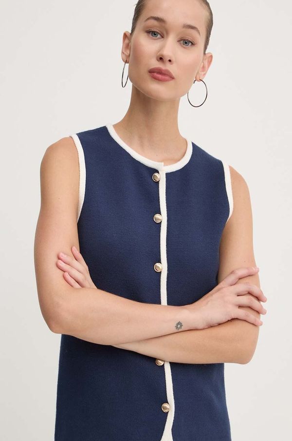 Abercrombie & Fitch Prsluk Abercrombie & Fitch boja: tamno plava, lagani, KI150-4242