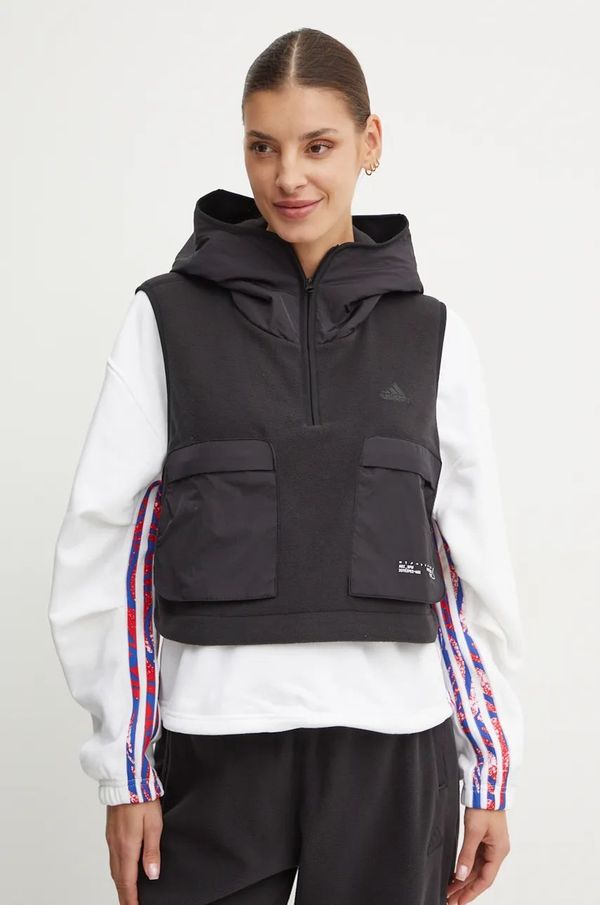 adidas Prsluk adidas City Escape za žene, boja: crna, s kapuljačom, bez uzorka, IV7521