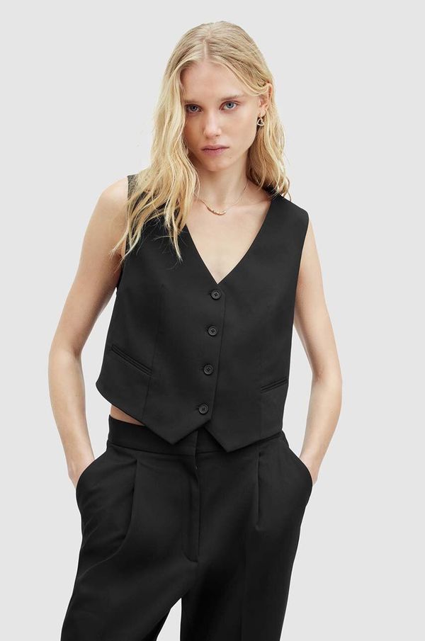 AllSaints Prsluk AllSaints NELLIE WAISTCOAT boja: crna, jednoredno zakopčavanje, WT512Z