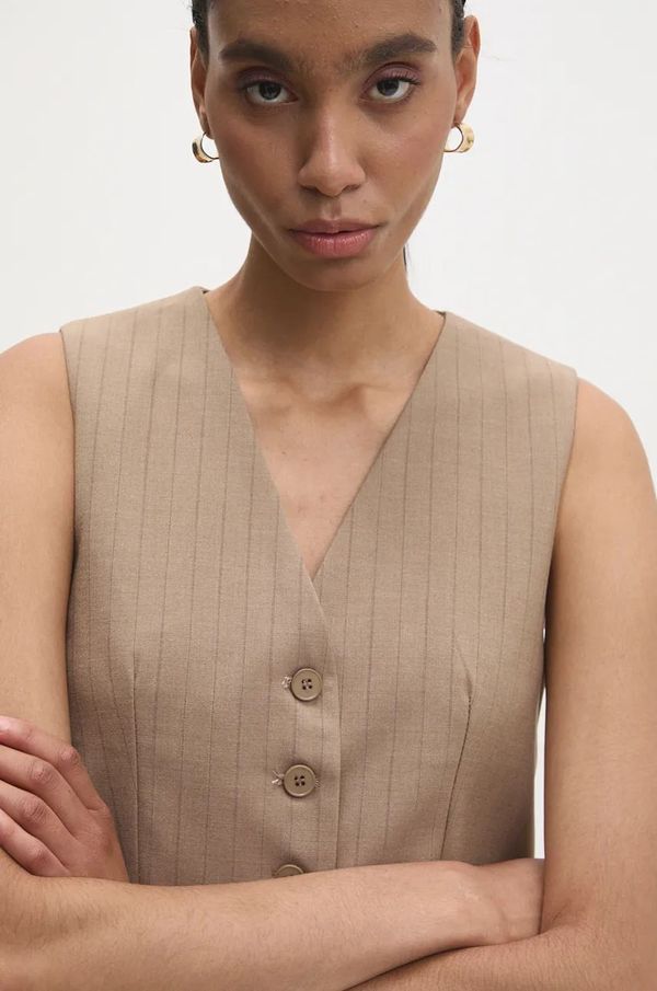 Answear Lab Prsluk Answear Lab boja: bež, jednoredno zakopčavanje