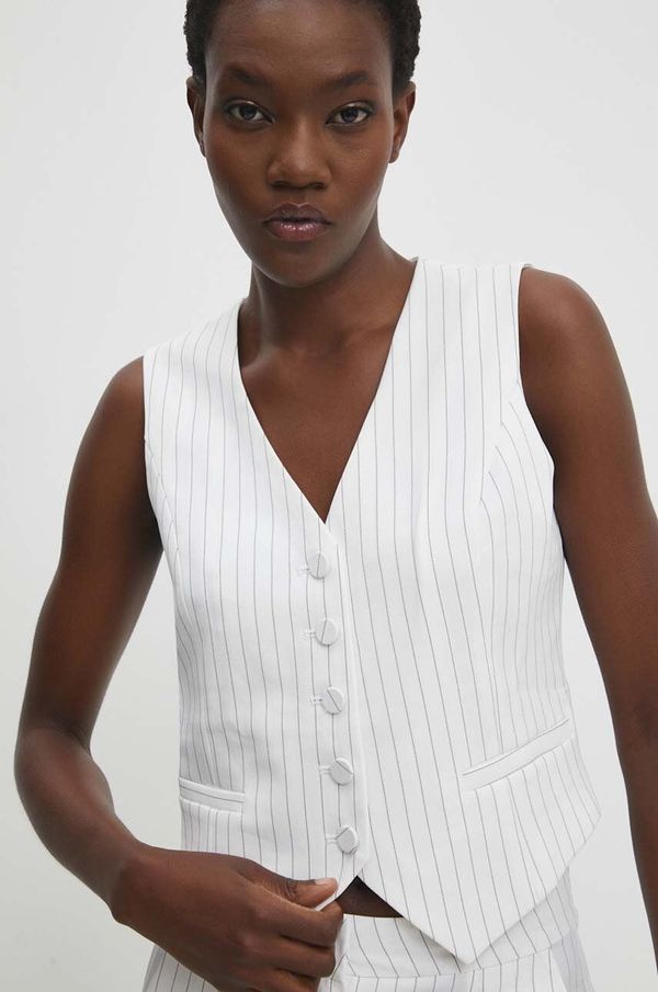 Answear Lab Prsluk Answear Lab boja: bijela, jednoredno zakopčavanje