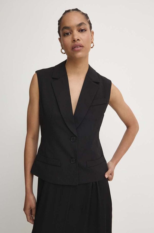 Answear Lab Prsluk Answear Lab boja: crna, jednoredno zakopčavanje