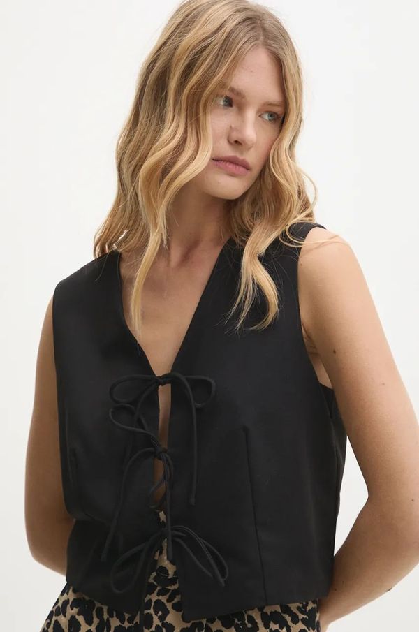 Answear Lab Prsluk Answear Lab boja: crna, jednoredno zakopčavanje