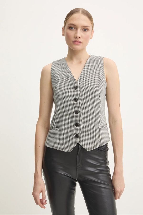 Answear Lab Prsluk Answear Lab boja: crna, jednoredno zakopčavanje