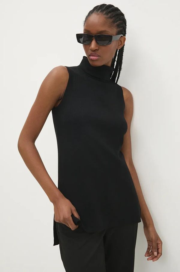 Answear Lab Prsluk Answear Lab boja: crna, lagani, s dolčevitom