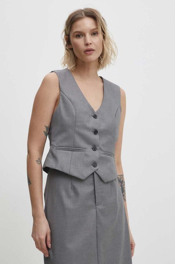 Answear Lab Prsluk Answear Lab boja: siva, jednoredno zakopčavanje