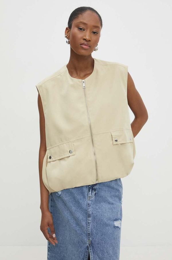 Answear Lab Prsluk Answear Lab za žene, boja: bež, za prijelazno razdoblje