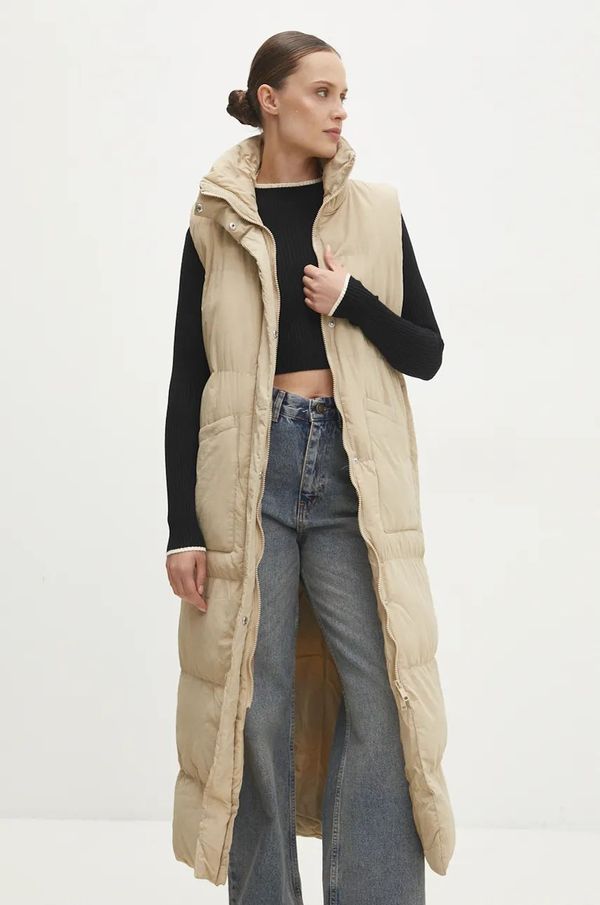 Answear Lab Prsluk Answear Lab za žene, boja: bež, za zimu