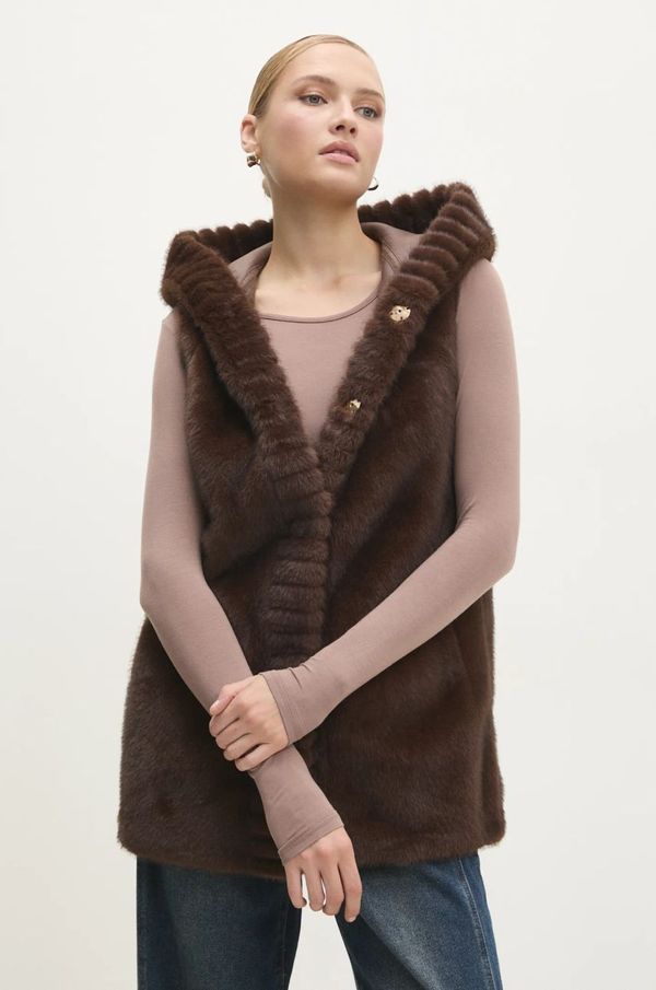 Answear Lab Prsluk Answear Lab za žene, boja: smeđa, za prijelazno razdoblje