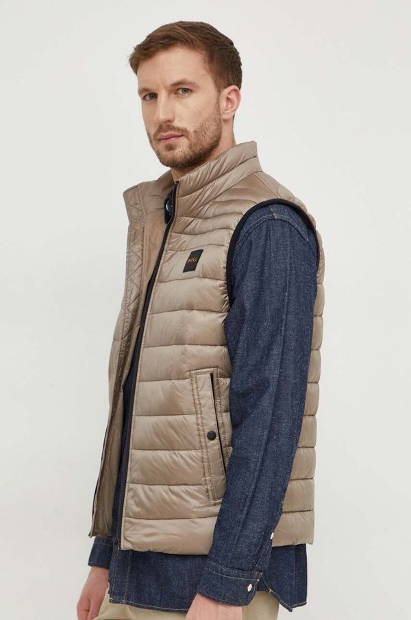 Boss Orange Prsluk Boss Orange za muškarce, boja: smeđa, za prijelazno razdoblje, 50505255