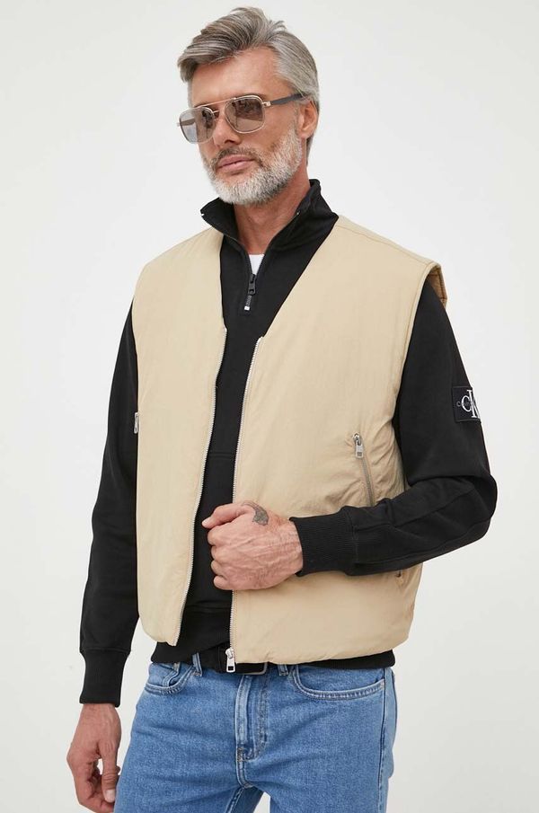 Calvin Klein Jeans Prsluk Calvin Klein Jeans za muškarce, boja: bež, za prijelazno razdoblje