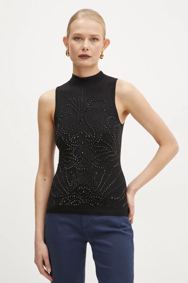 Guess Prsluk Guess CALISTA boja: crna, lagani, s poludolčevitom, W5RR33 Z2YK2