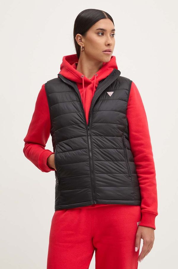 Guess Jeans Prsluk Guess Jeans za žene, boja: crna, za prijelazno razdoblje, W4YN11 WG922