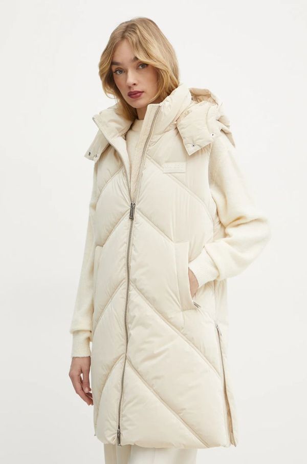 Guess Prsluk Guess NEW NOEMI za žene, boja: bež, za zimu, W5RN68 WH0V0