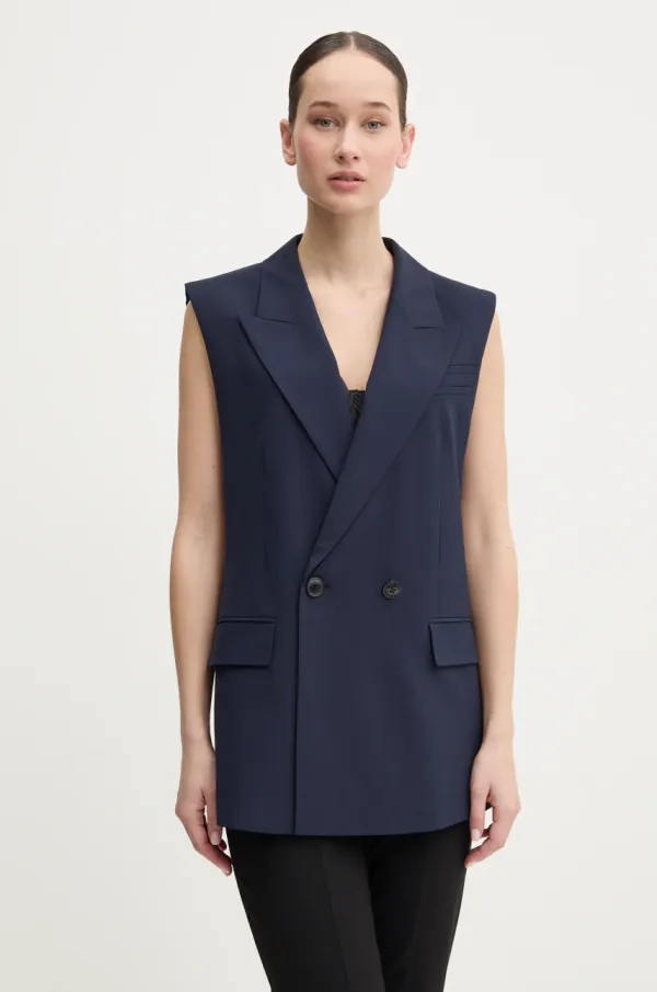 HUGO Prsluk HUGO boja: tamno plava, dvoredno zakopčavanje, 50533806