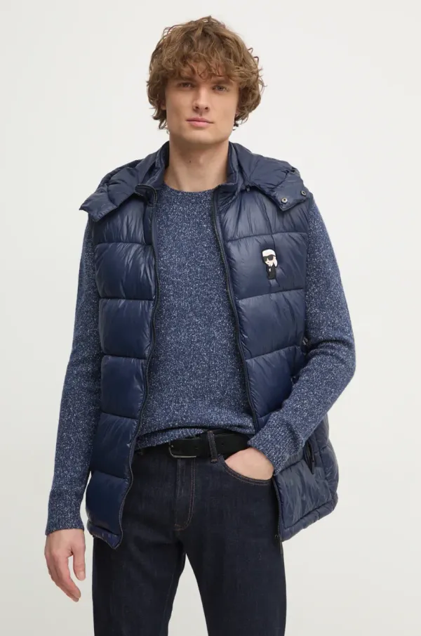 Karl Lagerfeld Prsluk Karl Lagerfeld za muškarce, boja: tamno plava, za prijelazno razdoblje, 544590.505023