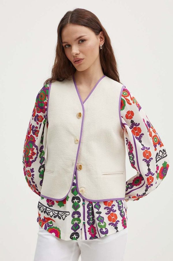 La Petite Française Prsluk La Petite Française GALAXIE boja: bež, jednoredno zakopčavanje