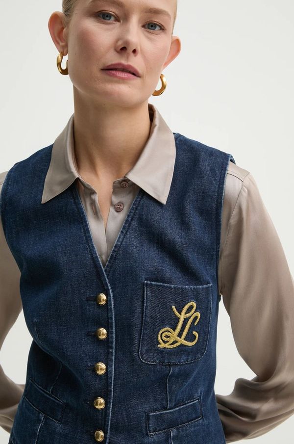 Luisa Spagnoli Prsluk Luisa Spagnoli SCUDIERO boja: tamno plava, jednoredno zakopčavanje, 541256