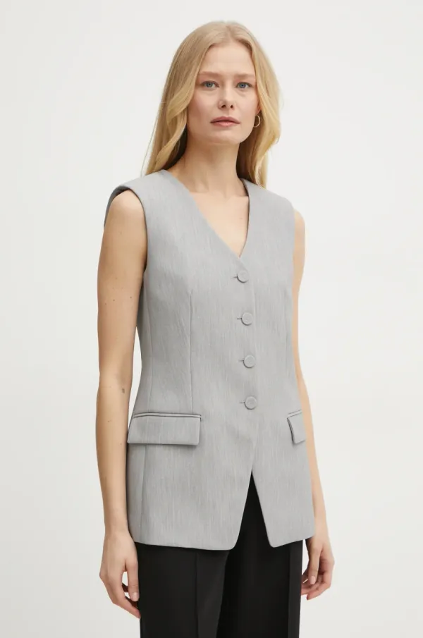 Patrizia Pepe Prsluk Patrizia Pepe boja: siva, jednoredno zakopčavanje, 8S0538 A533