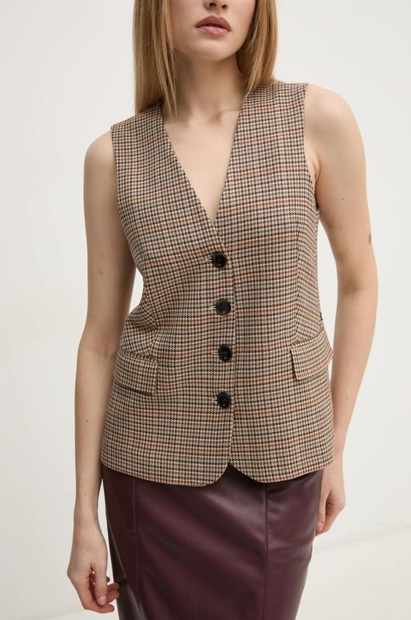 Pedro del Hierro Prsluk Pedro del Hierro boja: bež, jednoredno zakopčavanje, 7318945