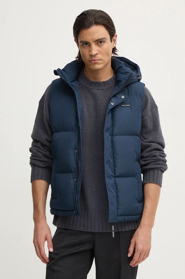 Pepe Jeans Prsluk Pepe Jeans TEDDY za muškarce, boja: tamno plava, za zimu, PM403015