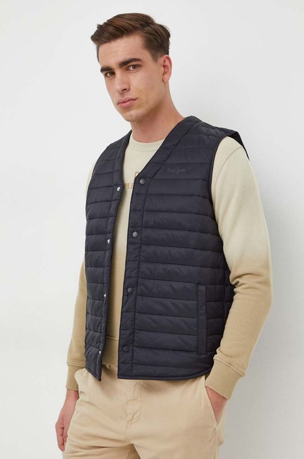 Pepe Jeans Prsluk Pepe Jeans Vlad za muškarce, boja: crna, za prijelazno razdoblje