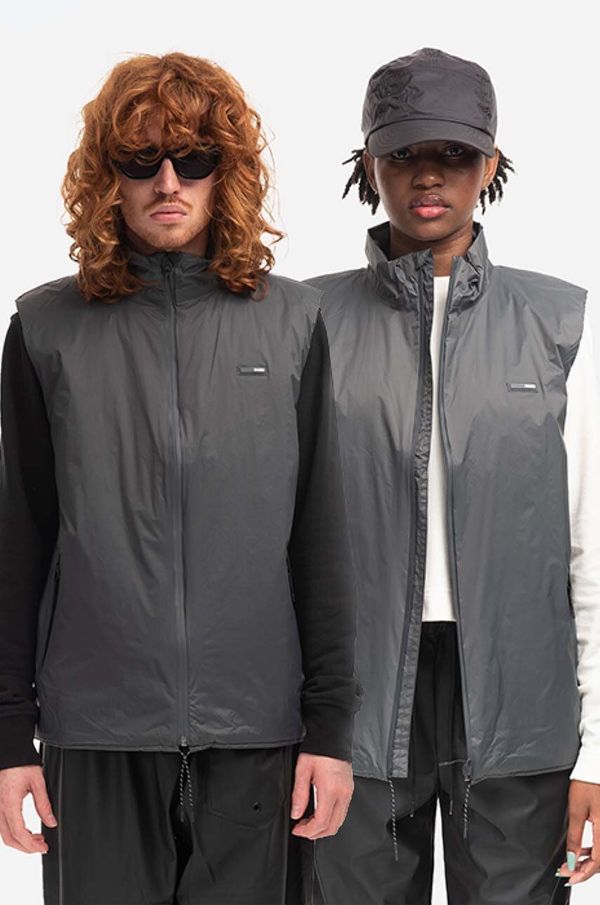Rains Prsluk Rains Padded Nylon Vest boja: siva, za prijelazno razdoblje, 15460.SLATE-SLATE