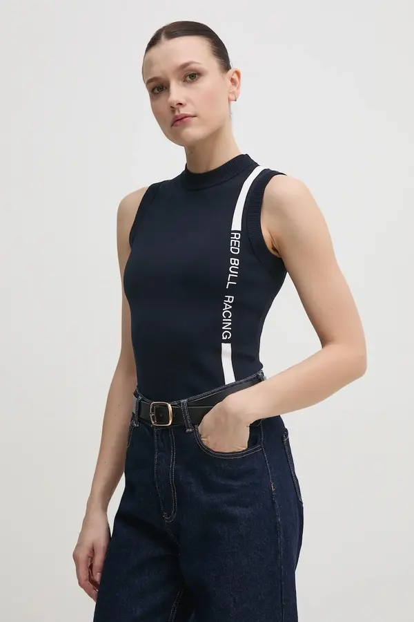 Red Bull Racing x Pepe Jeans Prsluk Red Bull Racing x Pepe Jeans RACE STRIPE VEST boja: tamno plava, lagani, RL700001