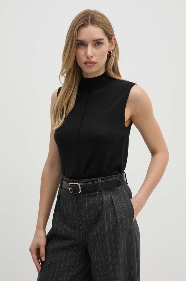 Calvin Klein Prsluk s dodatkom svile Calvin Klein boja: crna, lagani, s poludolčevitom, K20K207568