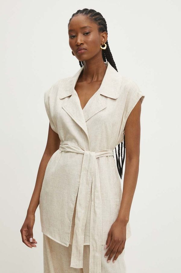 Answear Lab Prsluk s lanom Answear Lab boja: bež, bez zakopčavanja