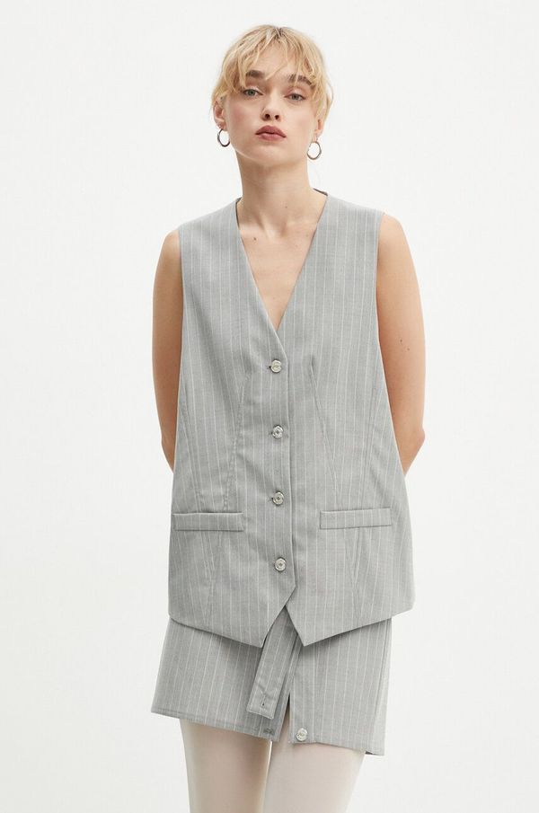 Moschino Jeans Prsluk s primjesom vune Moschino Jeans boja: siva, jednoredno zakopčavanje, A1001 8725