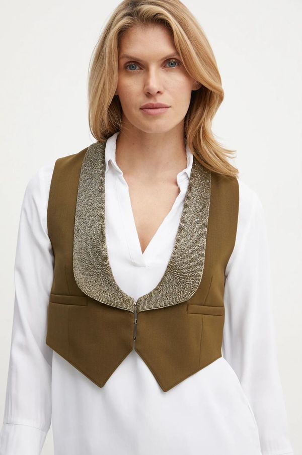 Weekend Max Mara Prsluk s primjesom vune Weekend Max Mara boja: zelena, jednoredno zakopčavanje, 2425156016600