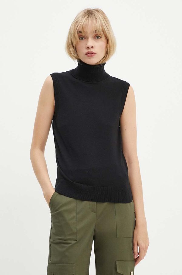 Silvian Heach Prsluk Silvian Heach VEZZAL boja: crna, lagani, s dolčevitom, GPA24063LU