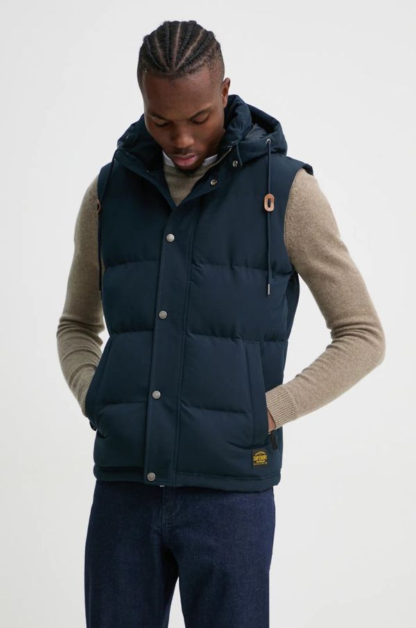 Superdry Prsluk Superdry za muškarce, boja: tamno plava, za zimu, M5011708A-98T