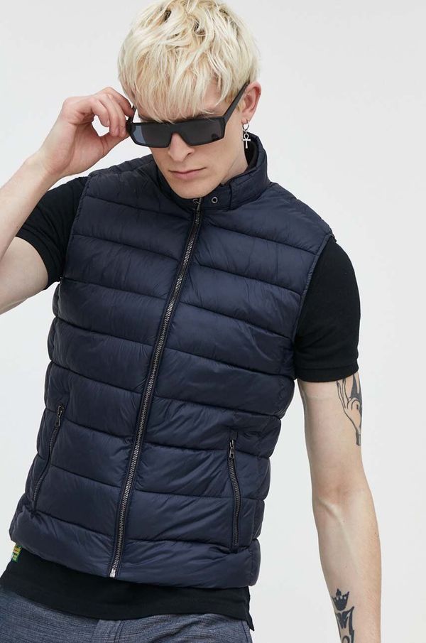 Superdry Prsluk Superdry za muškarce, boja: tamno plava, za zimu