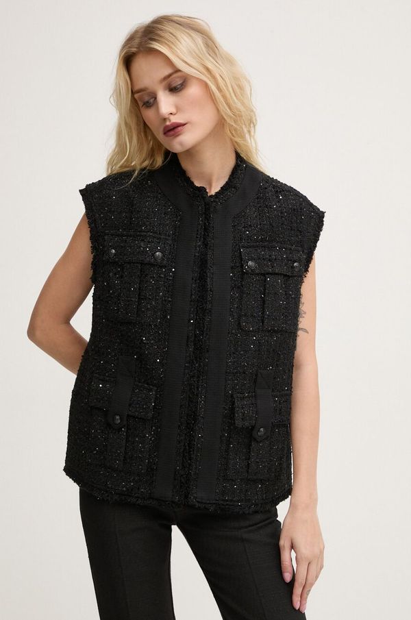 The Kooples Prsluk The Kooples za žene, boja: crna, za prijelazno razdoblje, FVES29010K