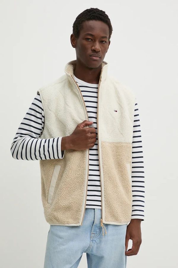 Tommy Jeans Prsluk Tommy Jeans za muškarce, boja: bež, za prijelazno razdoblje, DM0DM19628