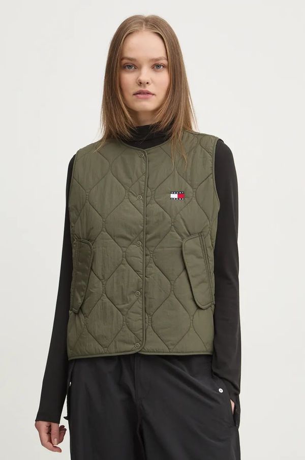 Tommy Jeans Prsluk Tommy Jeans za žene, boja: zelena, za prijelazno razdoblje, DW0DW19697