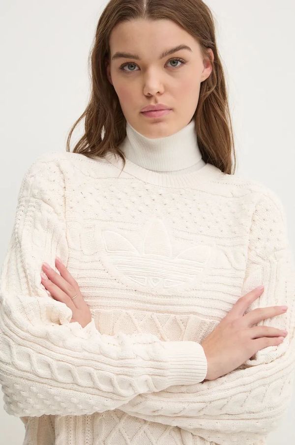 adidas Originals Pulover adidas Originals 70s Trefoil Sweater za žene, boja: bež, JN8318