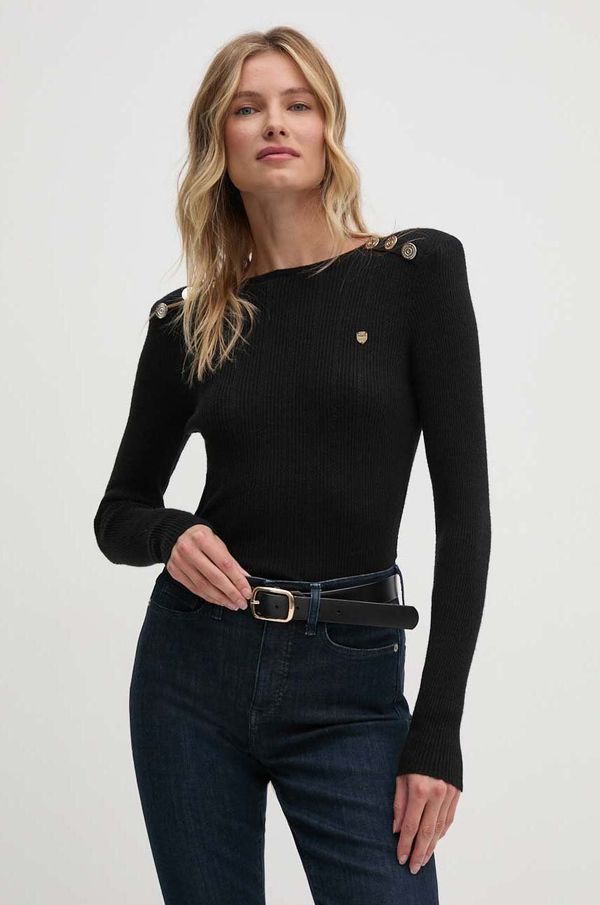 Aeronautica Militare Pulover Aeronautica Militare za žene, boja: crna, lagani, MA1535DL547