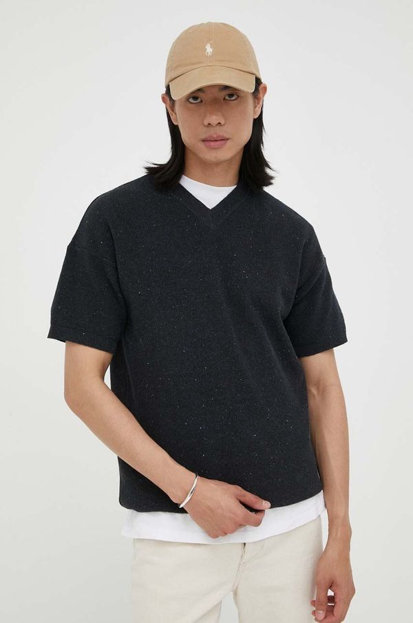 American Vintage Pulover American Vintage za muškarce, boja: crna