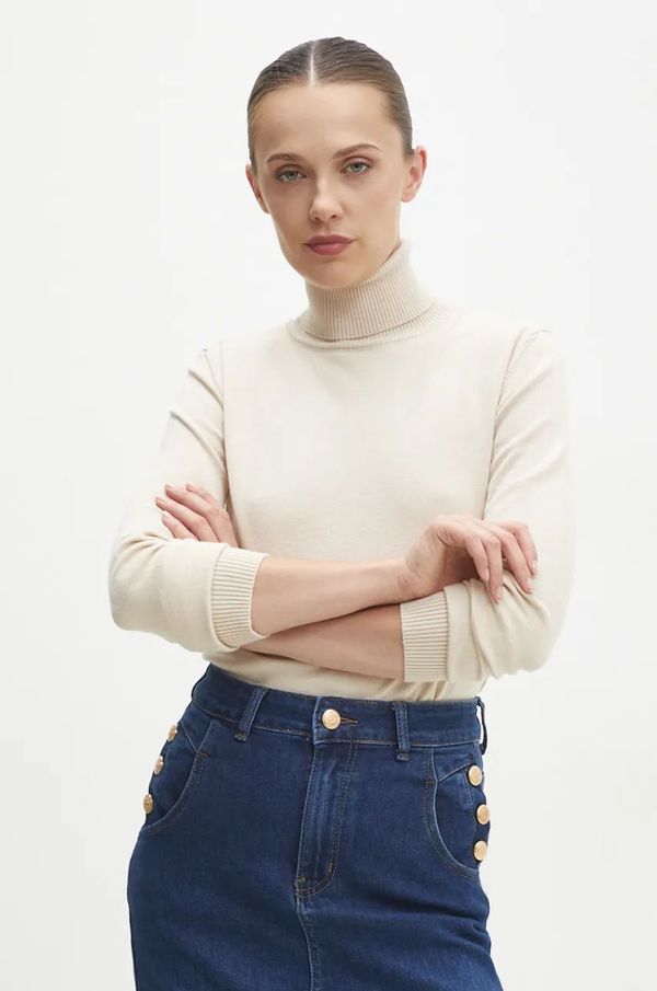 Answear Lab Pulover Answear Lab za žene, boja: bež, lagani, s dolčevitom