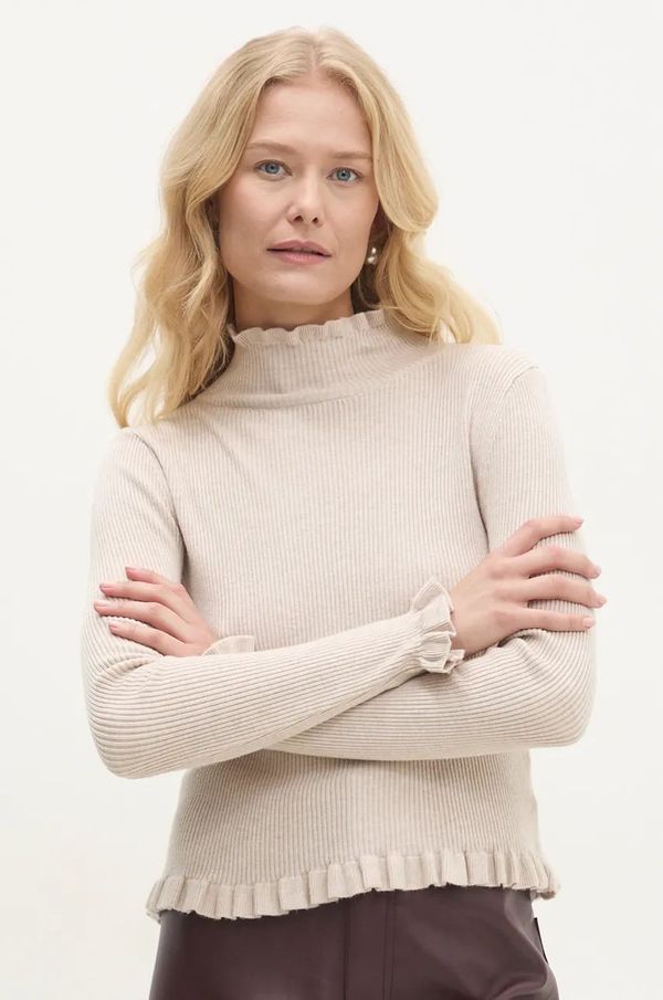 Answear Lab Pulover Answear Lab za žene, boja: bež, lagani, s dolčevitom