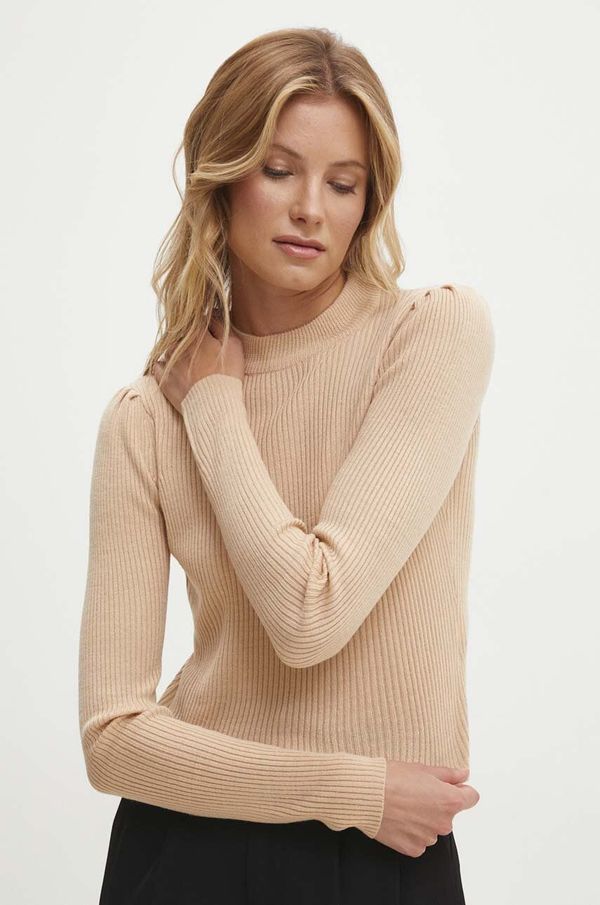 Answear Lab Pulover Answear Lab za žene, boja: bež, lagani, s poludolčevitom